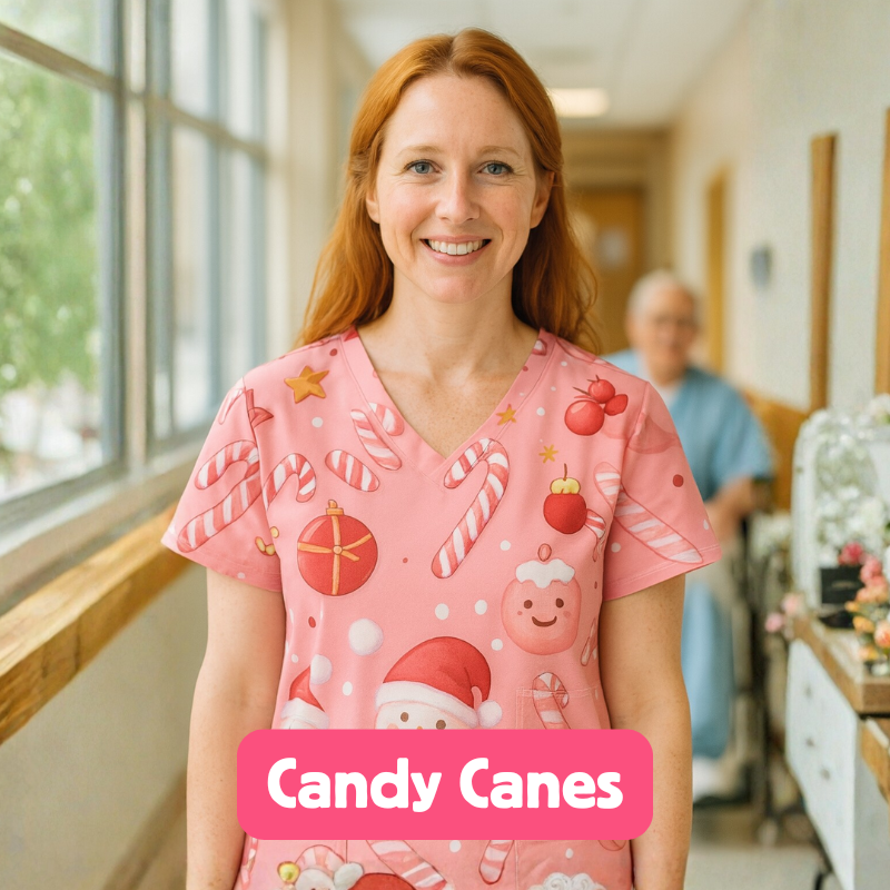 Christmas Scrub Top – Candy Canes