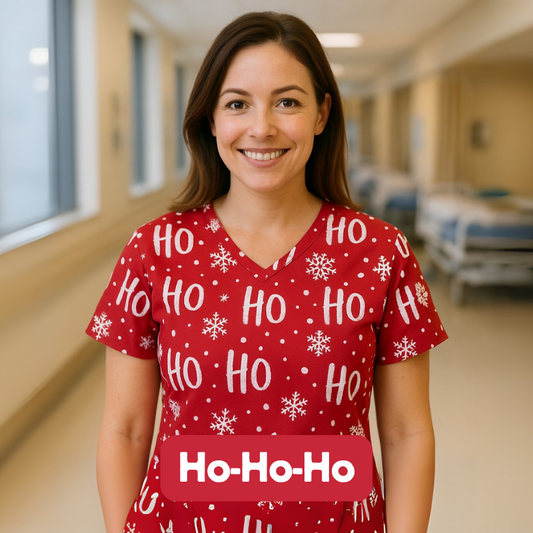 Christmas Scrub Top – Ho Ho Ho