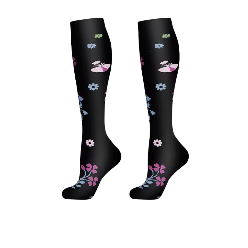 Midnight Bloom Long Compression Socks -  (3 Pack)