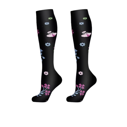 Midnight Bloom Long Compression Socks -  (3 Pack)