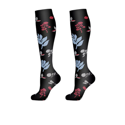 Midnight Bloom Long Compression Socks -  (3 Pack)