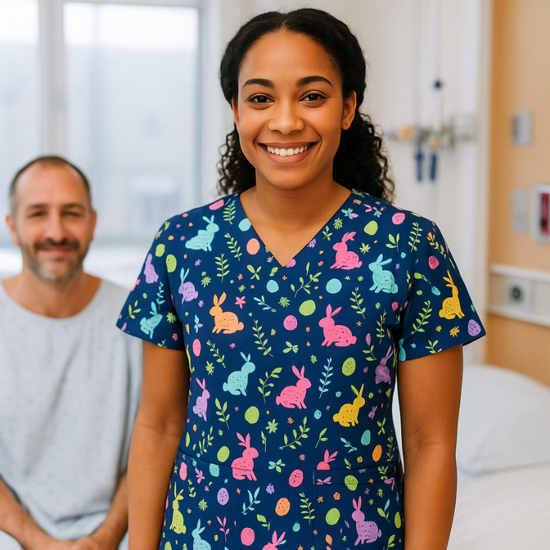 Scrub Top – Neon Bunny