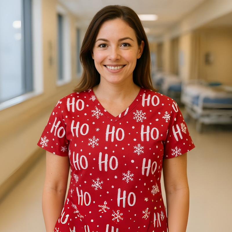 Christmas Scrub Top – Ho Ho Ho