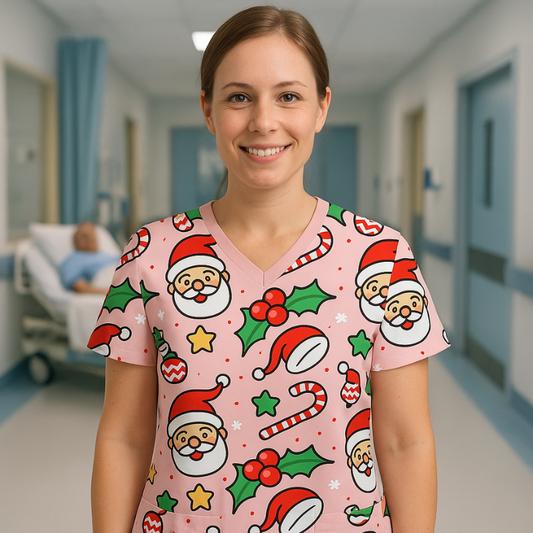 Christmas Scrub Top – Santa Claus