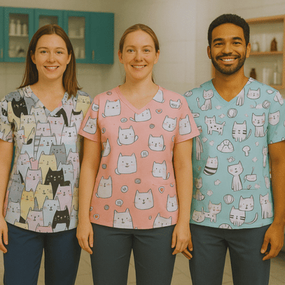 3 Scrub Tops – Kitty (3 Pack)