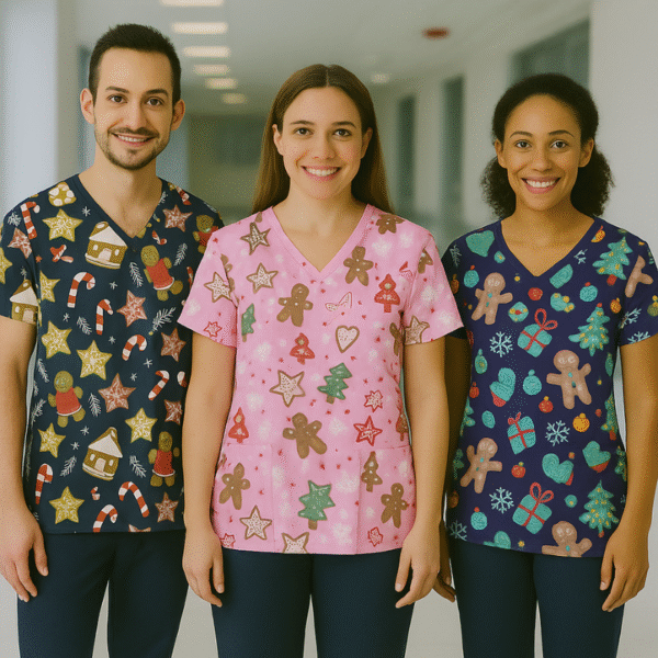 3 Scrub Tops – Gingerbread (3 Pack)