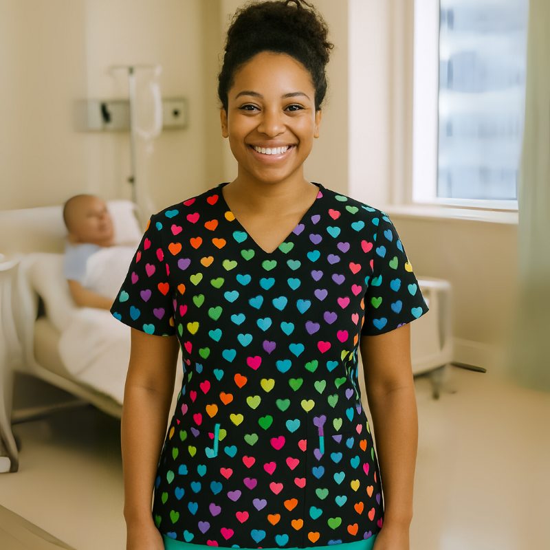 Scrub Top – Neon Hearts