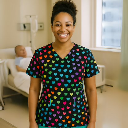 Scrub Top – Neon Hearts