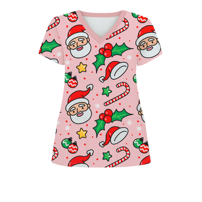 Christmas Scrub Top – Santa Claus