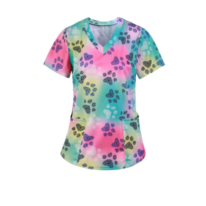 Scrub Top – Neon Paws