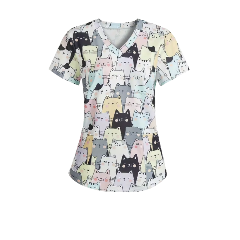 Scrub Top – Happy Cats