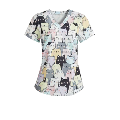 Scrub Top – Happy Cats