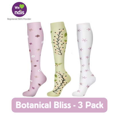 Long Compression Socks- Botanical Bliss (3 Pack)