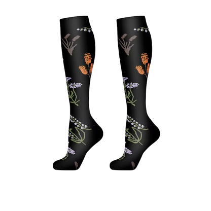 Midnight Bloom Long Compression Socks -  (3 Pack)