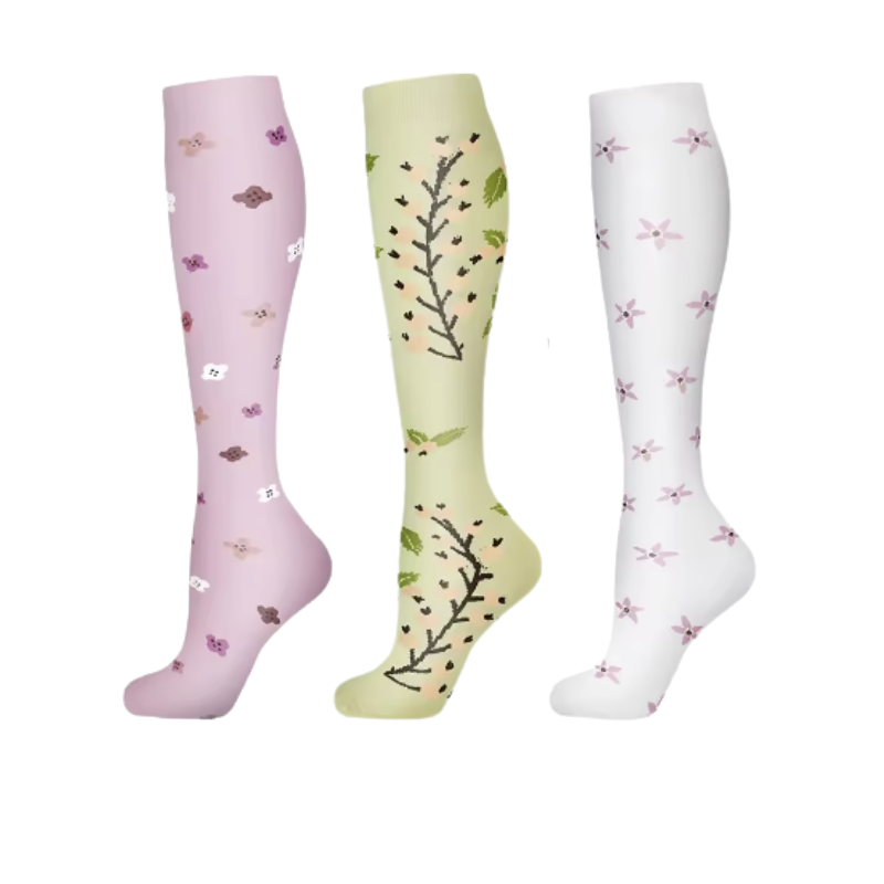 Long Compression Socks- Botanical Bliss (3 Pack)